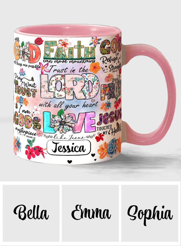 Priez, attendez, ayez confiance - Mug chrétien personnalisé