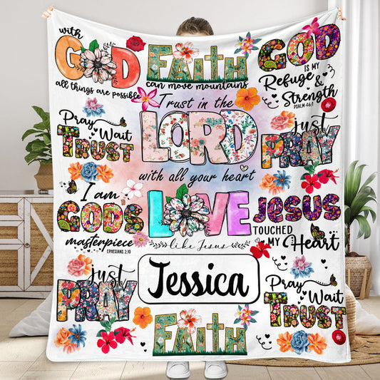 Priez, attendez, ayez confiance - Couverture chrétienne personnalisée