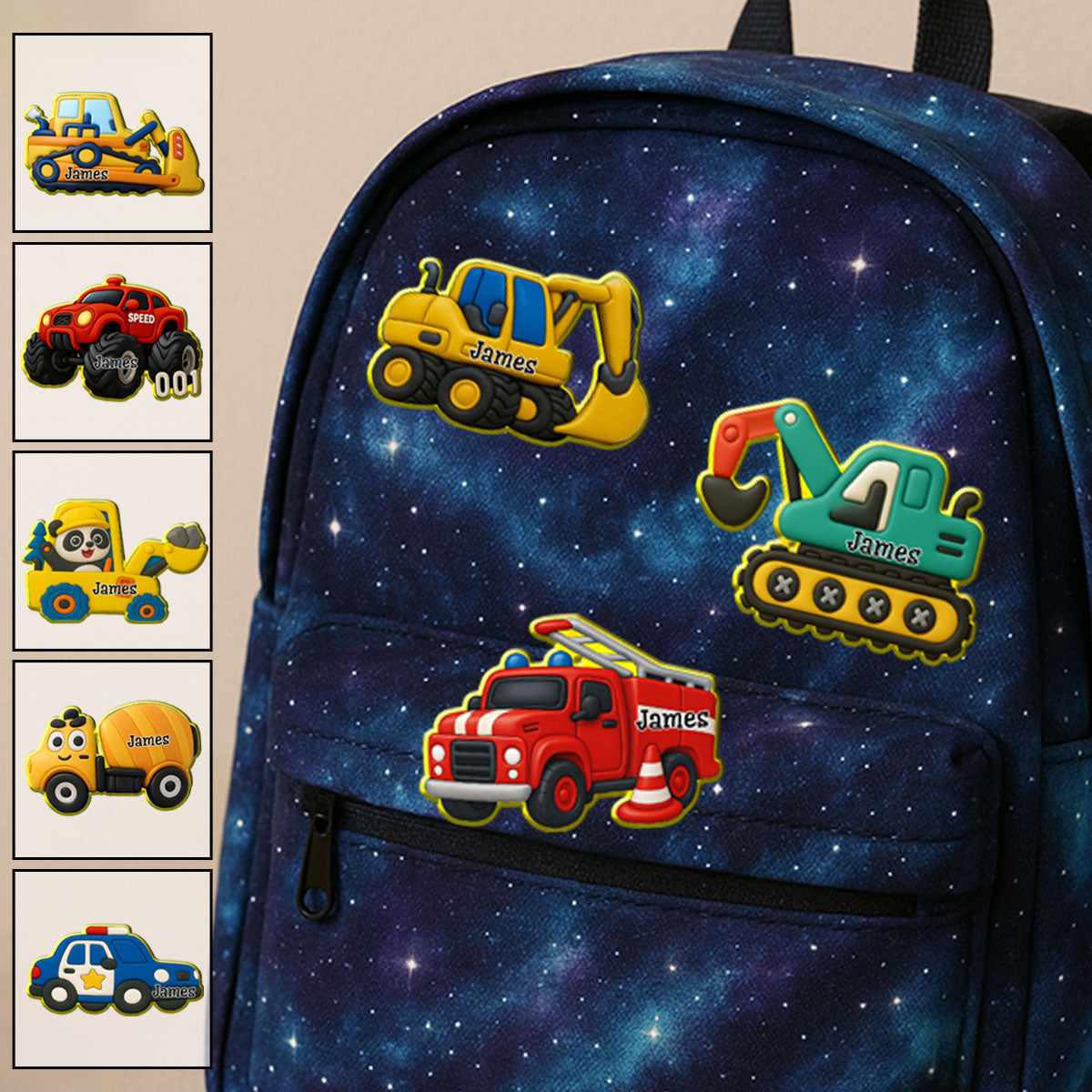 Cute Excavator - Personalized Kid Pin