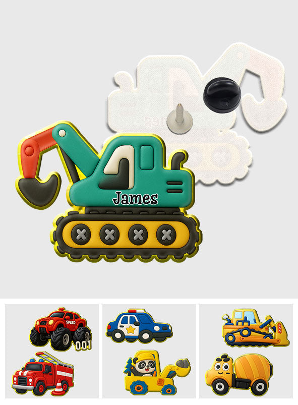 Cute Excavator - Personalized Kid Pin