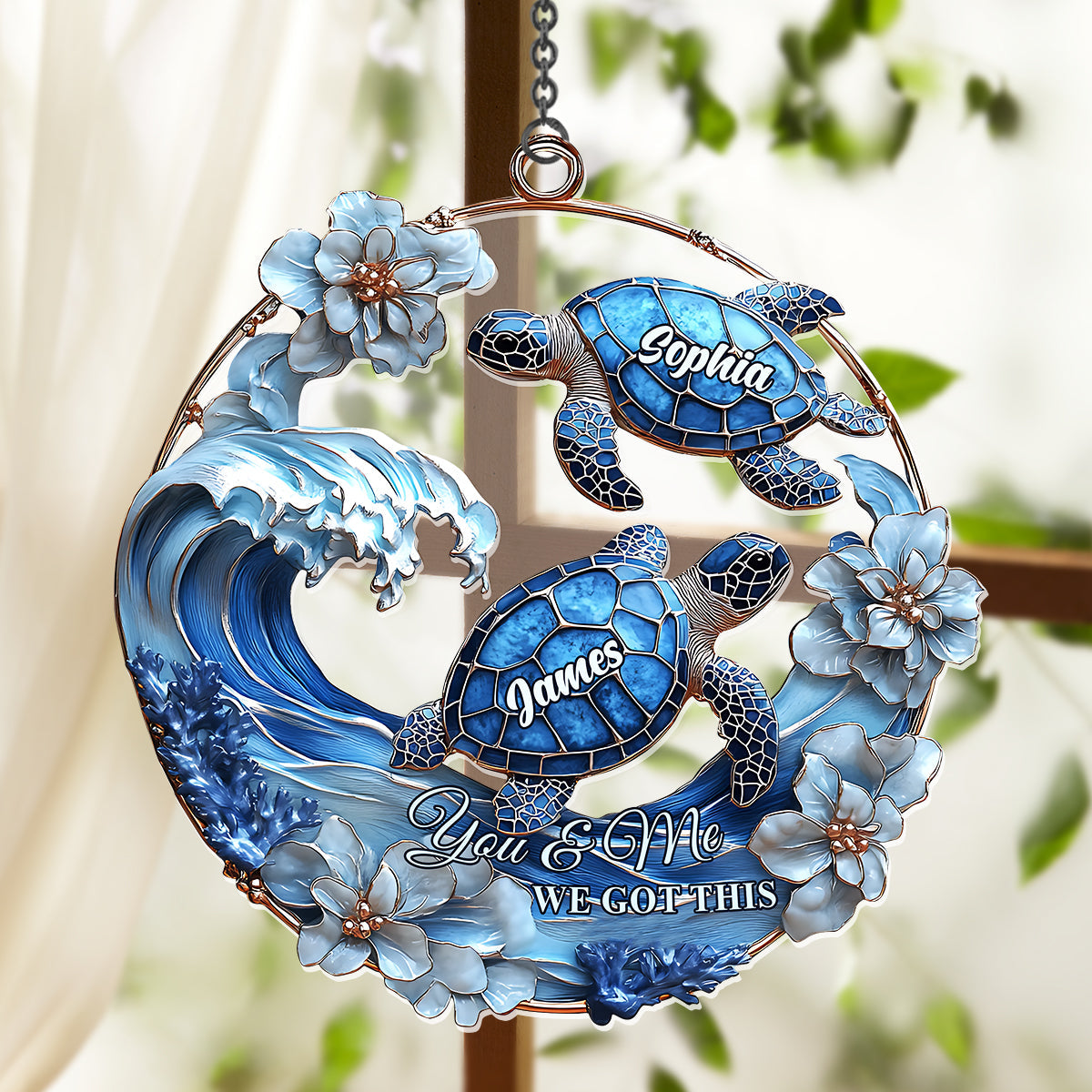 You & Me We Got This - Personalized Turtle Window Hanging Suncatcher Ornament