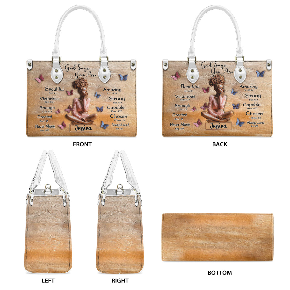 Dieu dit que tu l'es - Sac à main personnalisé en cuir afro-américain