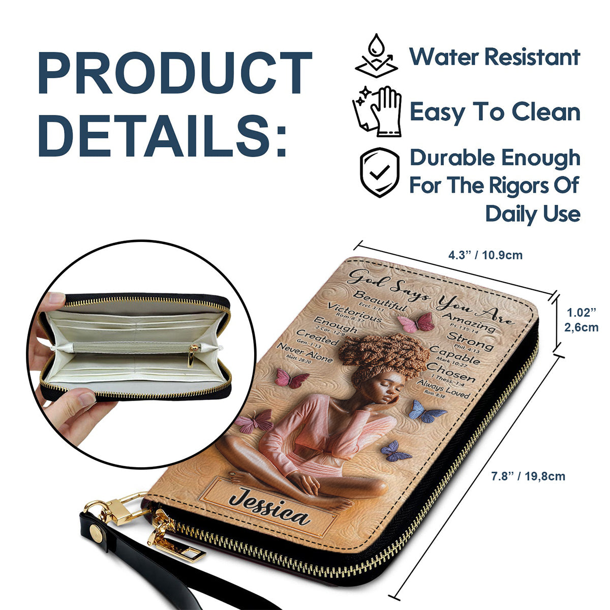 Dieu dit que tu l'es - Portefeuille long personnalisé en cuir afro-américain