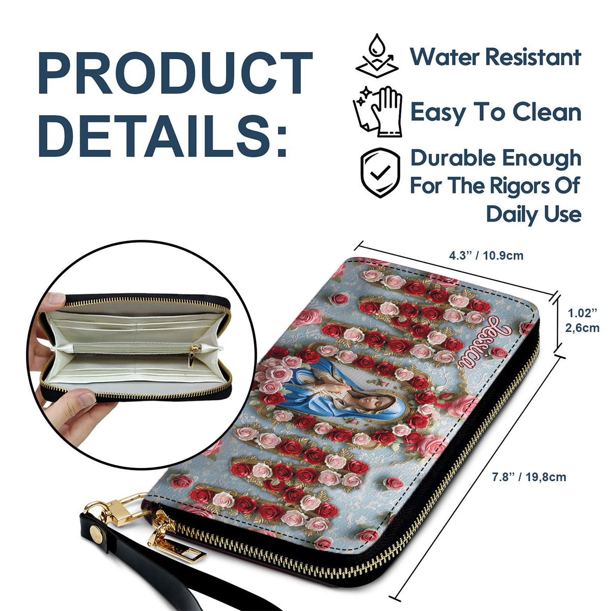 Mom Lady Of Grace - Personalized Christian Leather Long Wallet