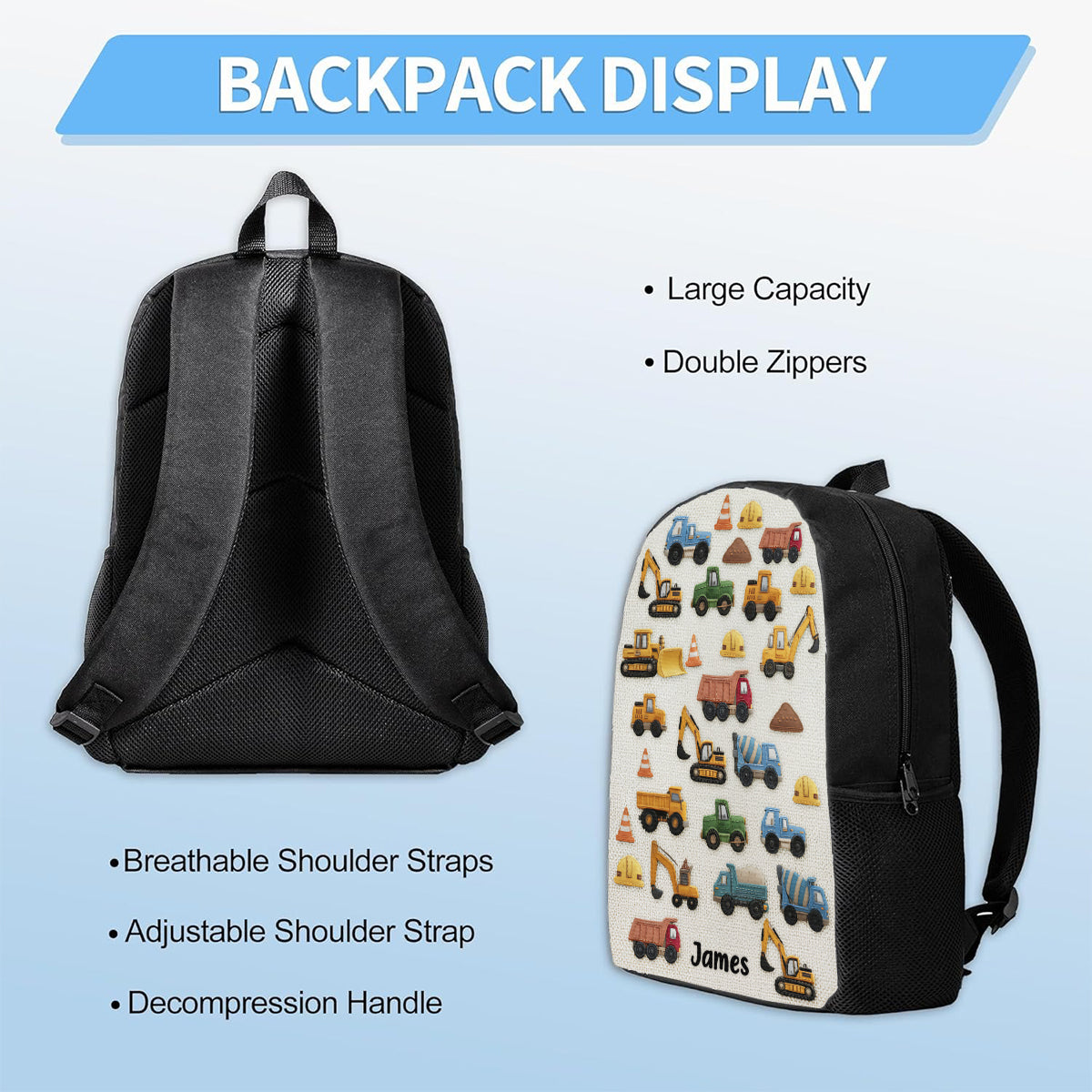 Cadeaux uniques pour enfants - Ensemble sac à dos, sac à goûter et trousse personnalisés pour enfants