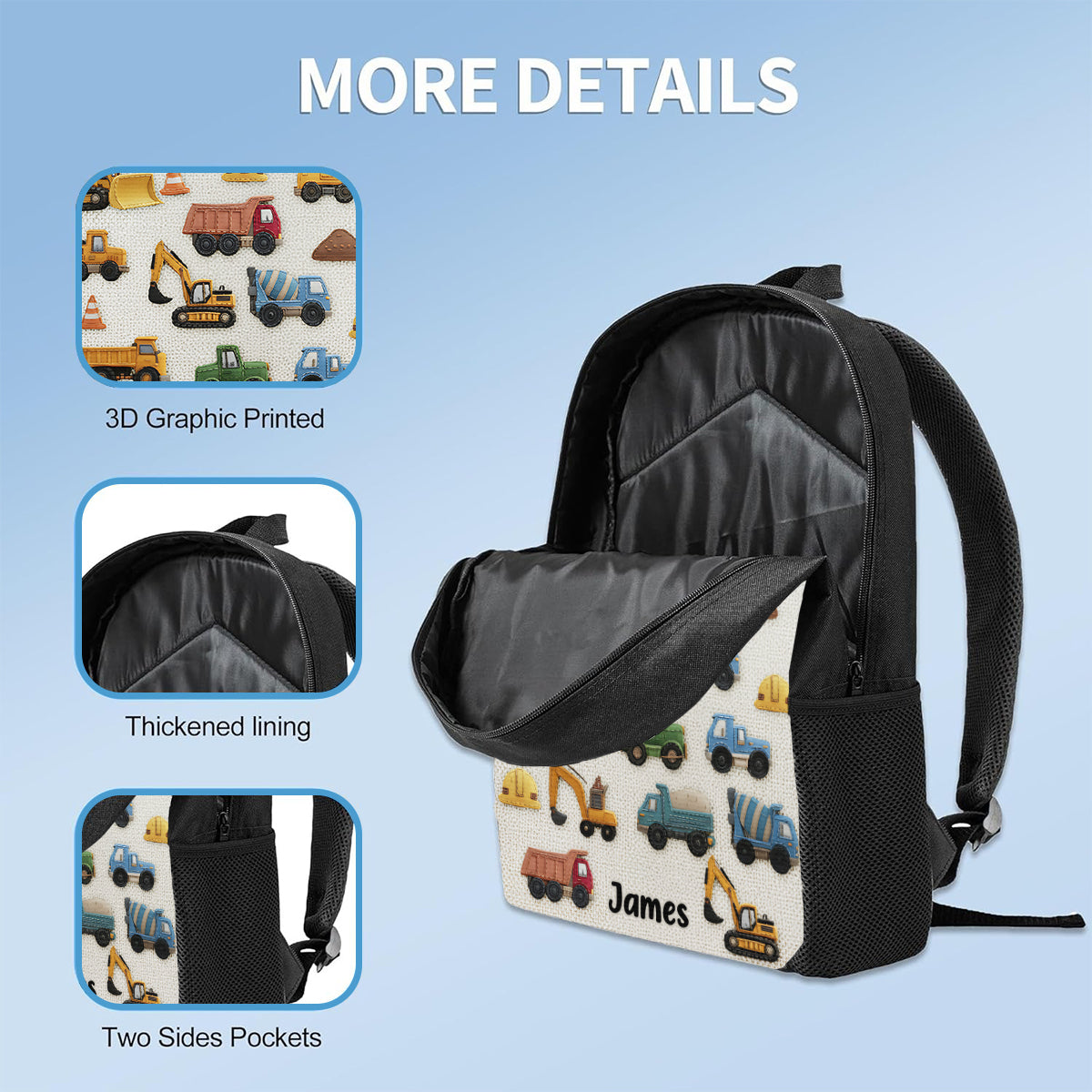 Cadeaux uniques pour enfants - Ensemble sac à dos, sac à goûter et trousse personnalisés pour enfants