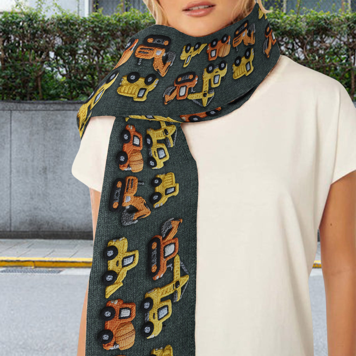 Construction Machines - Personalized Kid Knitted Scarf