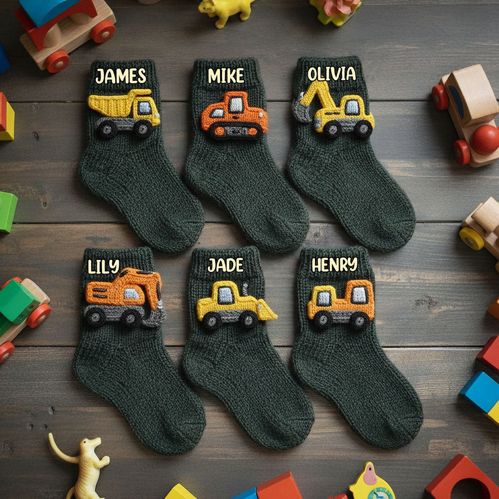 Machines de construction - Chaussettes personnalisées pour enfants