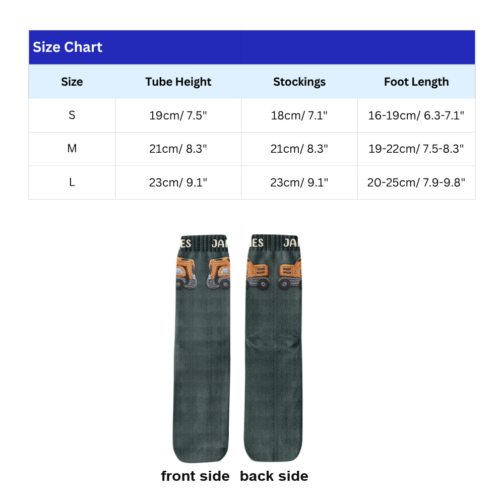 Machines de construction - Chaussettes personnalisées pour enfants