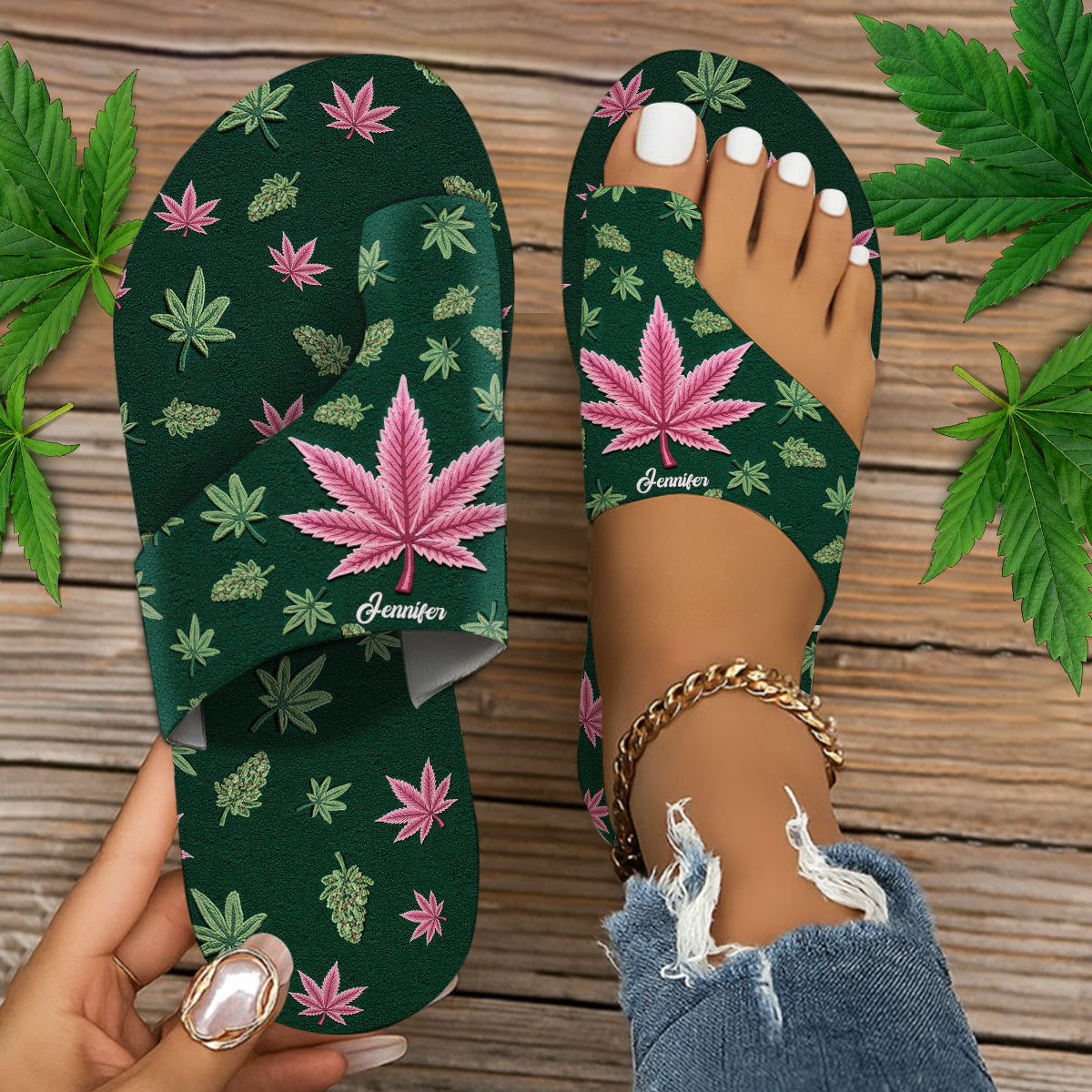 Stoner Chick - Personalized Weed Open Toe Sandals