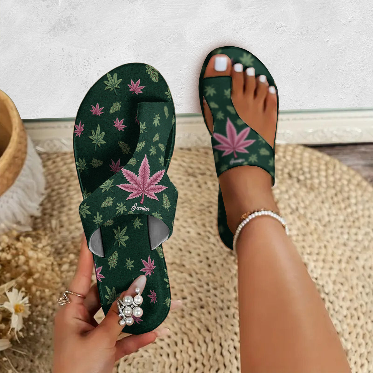 Stoner Chick - Personalized Weed Open Toe Sandals