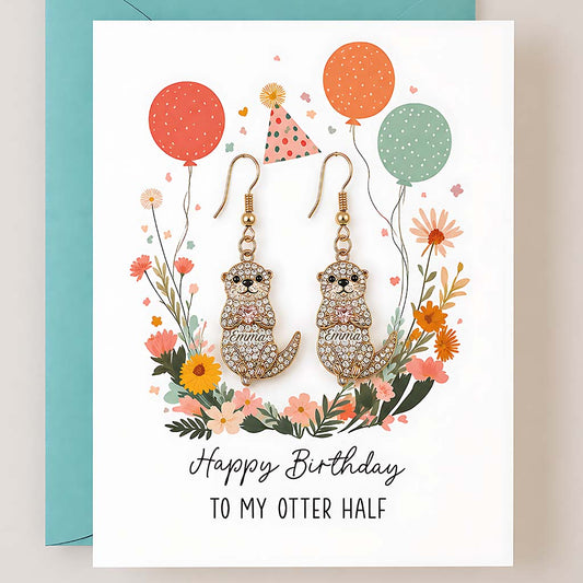 Happy Birthday - Personalized Birthday Earrings With Card