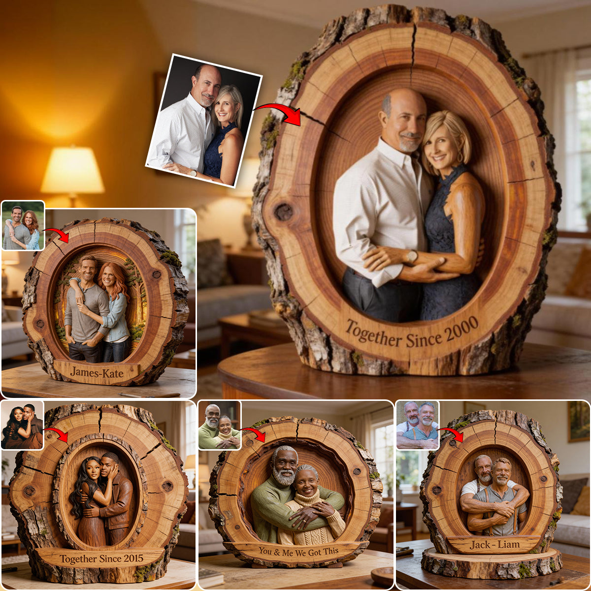 Je suis à toi. Ni retour ni remboursement - Plaque en bois personnalisée pour couple.