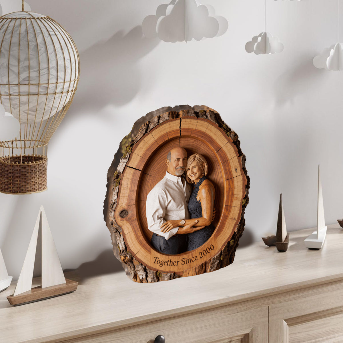 Je suis à toi. Ni retour ni remboursement - Plaque en bois personnalisée pour couple.