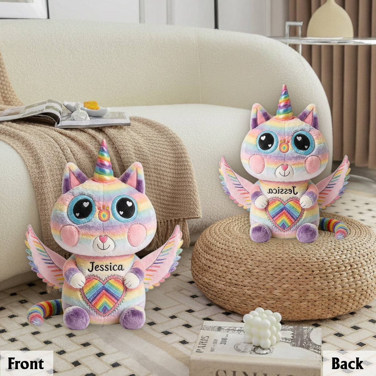 My Fantasy Friends, Custom From Your Kid's Drawing - Personalized Kid Premium Faux Fur Pillow