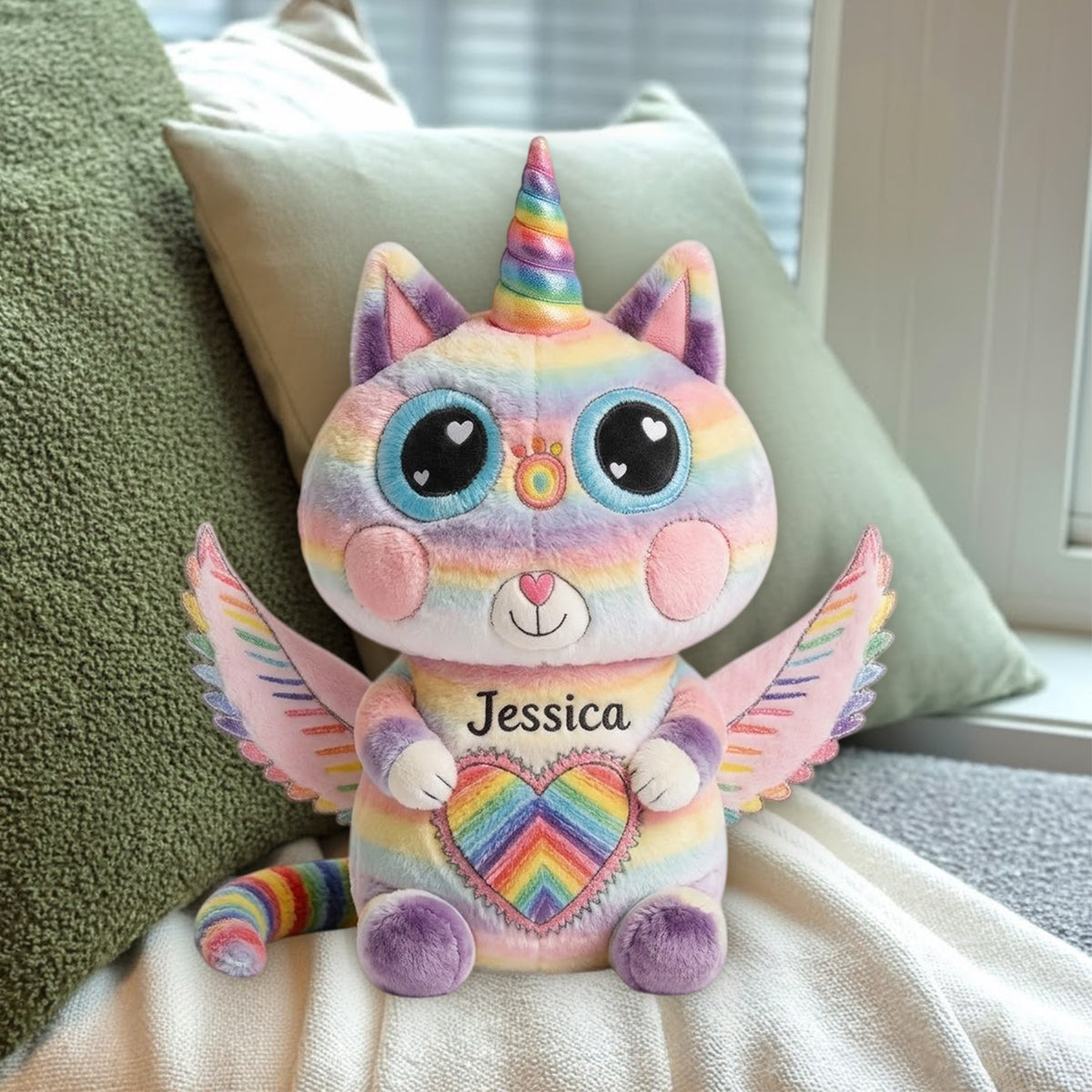 My Fantasy Friends, Custom From Your Kid's Drawing - Personalized Kid Premium Faux Fur Pillow