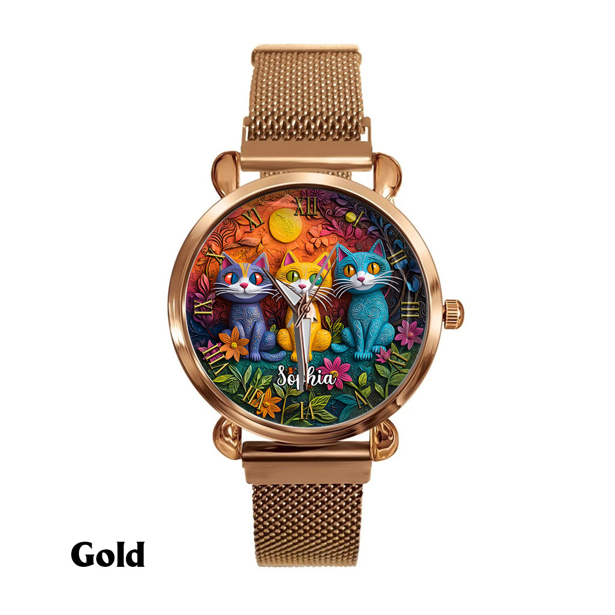 Bohemian Cat - Personalized Cat Women Hand Watch