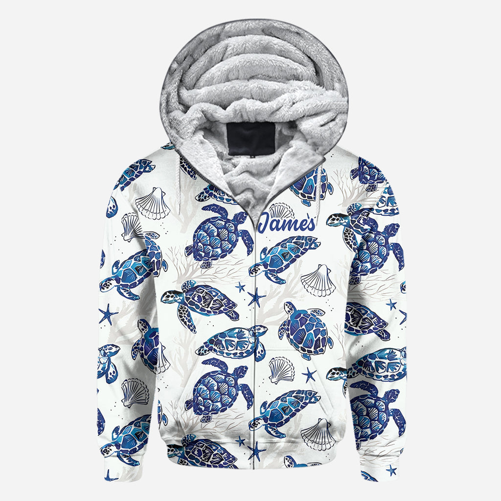 Motif Toile de Jouy, dauphin bleu, tortue… - T-shirt personnalisé pour amoureux de la mer