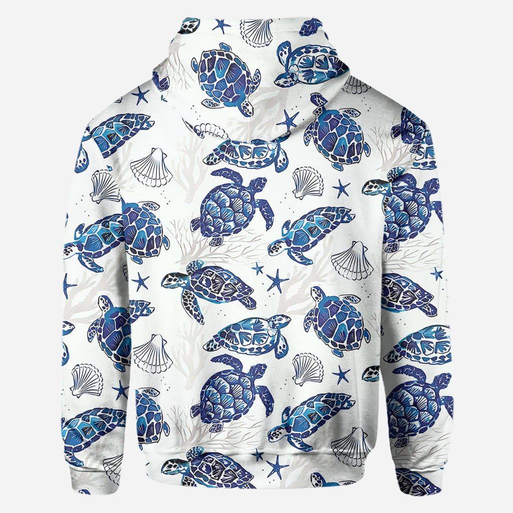 Motif Toile de Jouy, dauphin bleu, tortue… - T-shirt personnalisé pour amoureux de la mer