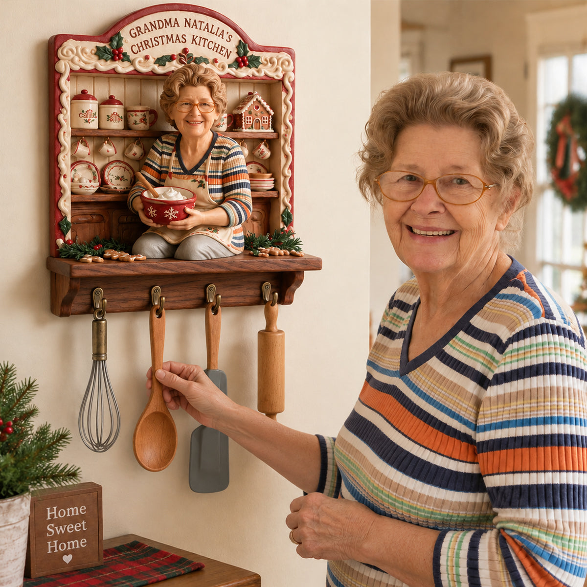 Cuisine de Noël - Porte-clés personnalisé en forme de grand-mère