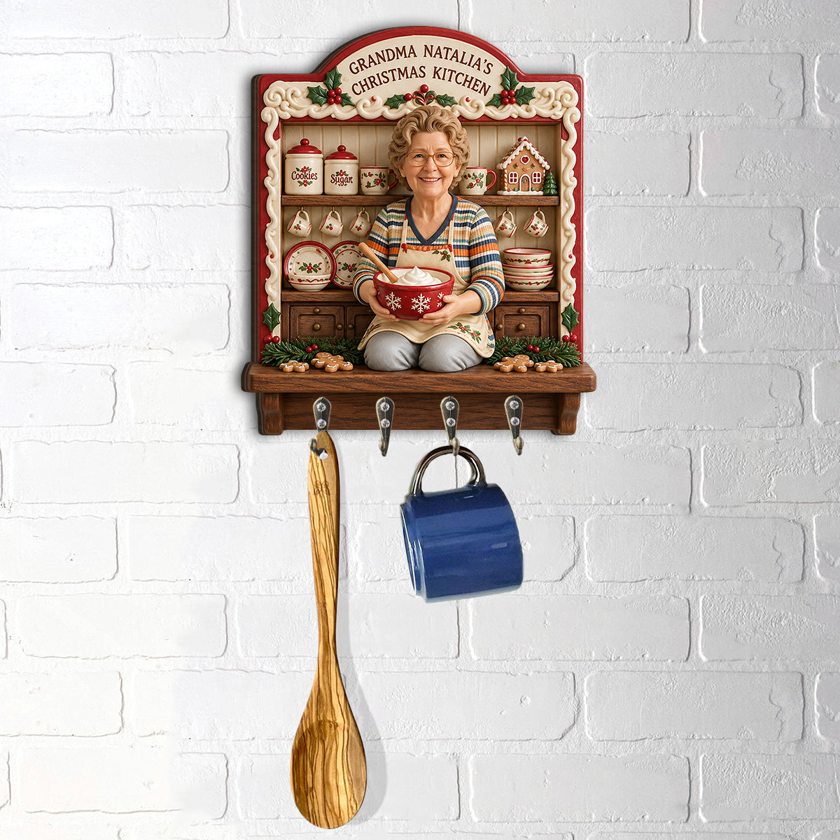 Cuisine de Noël - Porte-clés personnalisé en forme de grand-mère
