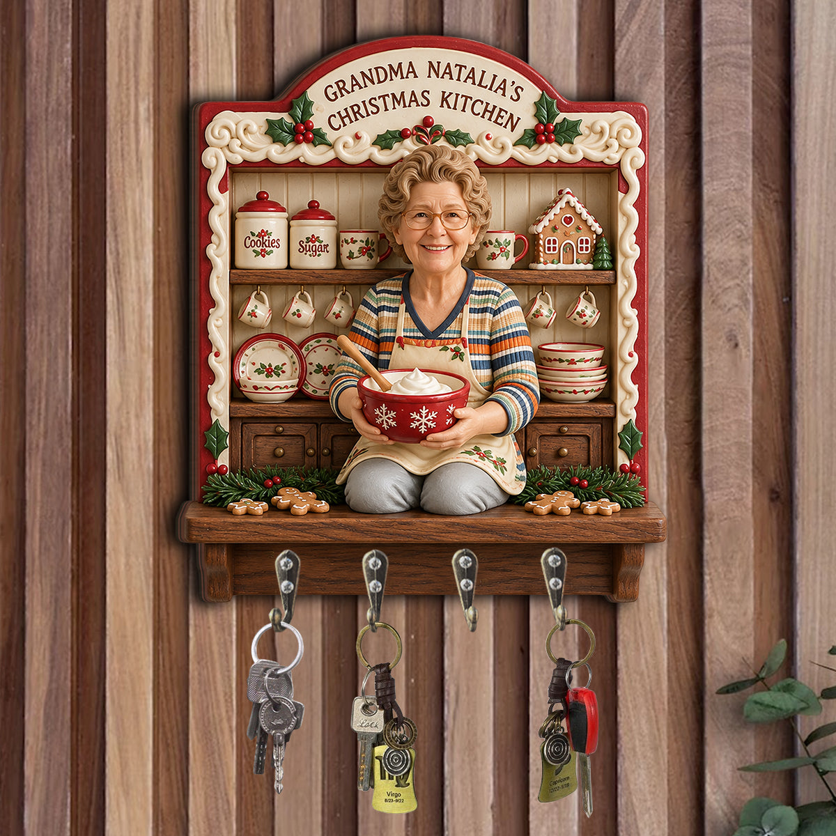 Cuisine de Noël - Porte-clés personnalisé en forme de grand-mère