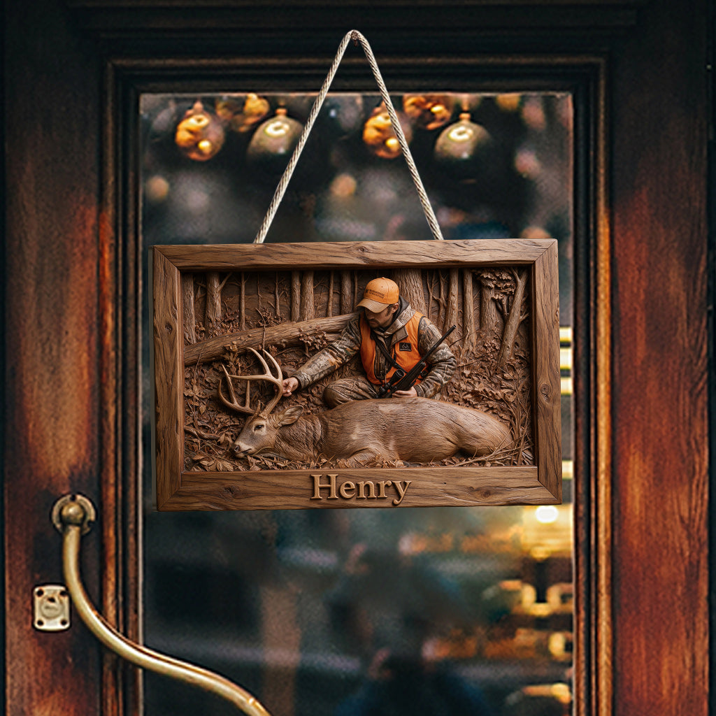 Love Hunting - Personalized Hunting Custom Shaped Wood Sign