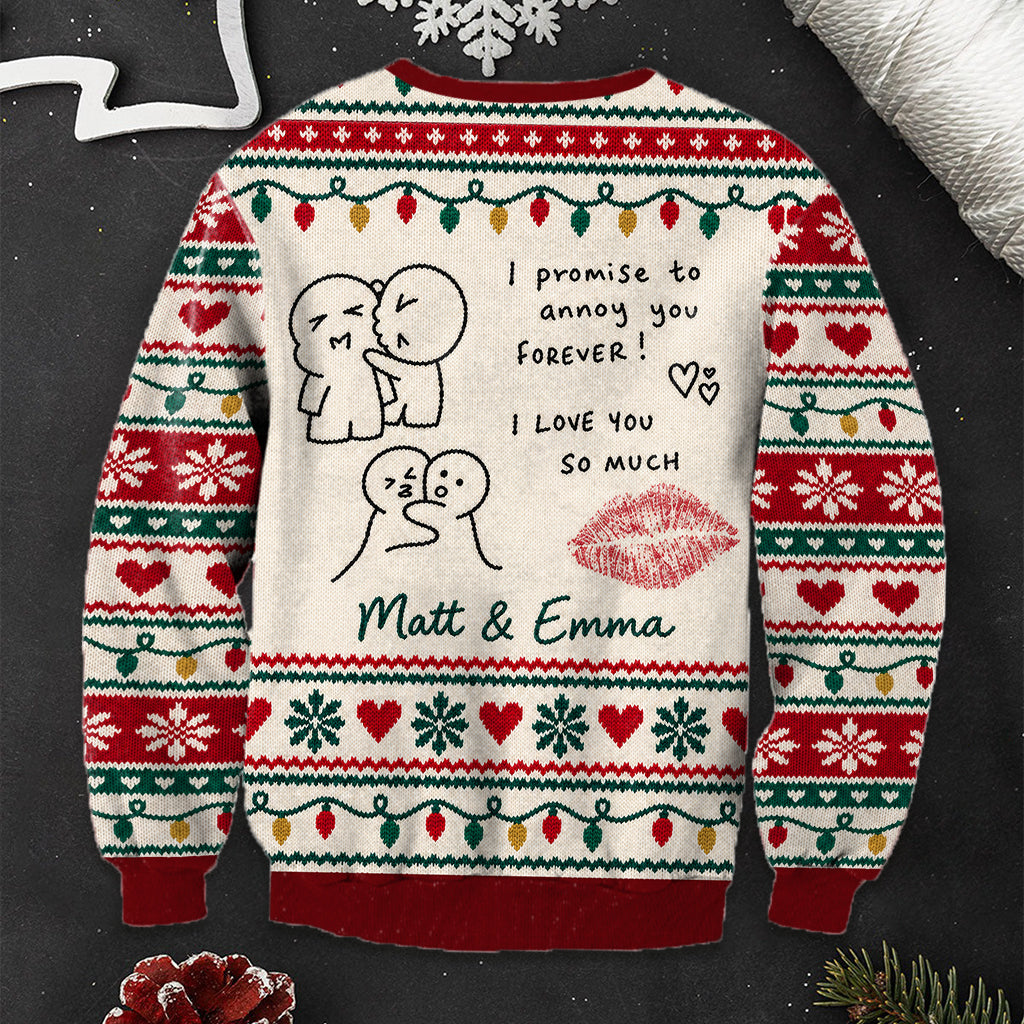 Couple Hand Writing Sweater Christmas Couple Gift - Personalized Couple Ugly Sweater