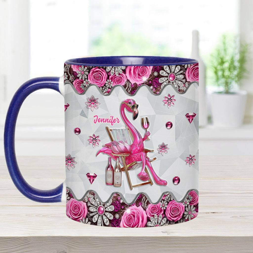 Be a Flamingo In a Flock of Pigeons - Personalized Flamingo Accent Mug