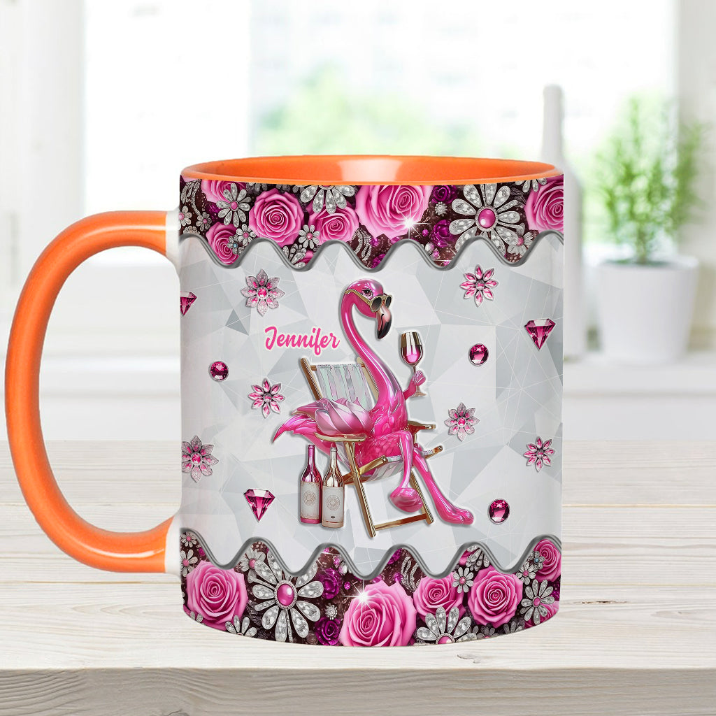 Be a Flamingo In a Flock of Pigeons - Personalized Flamingo Accent Mug