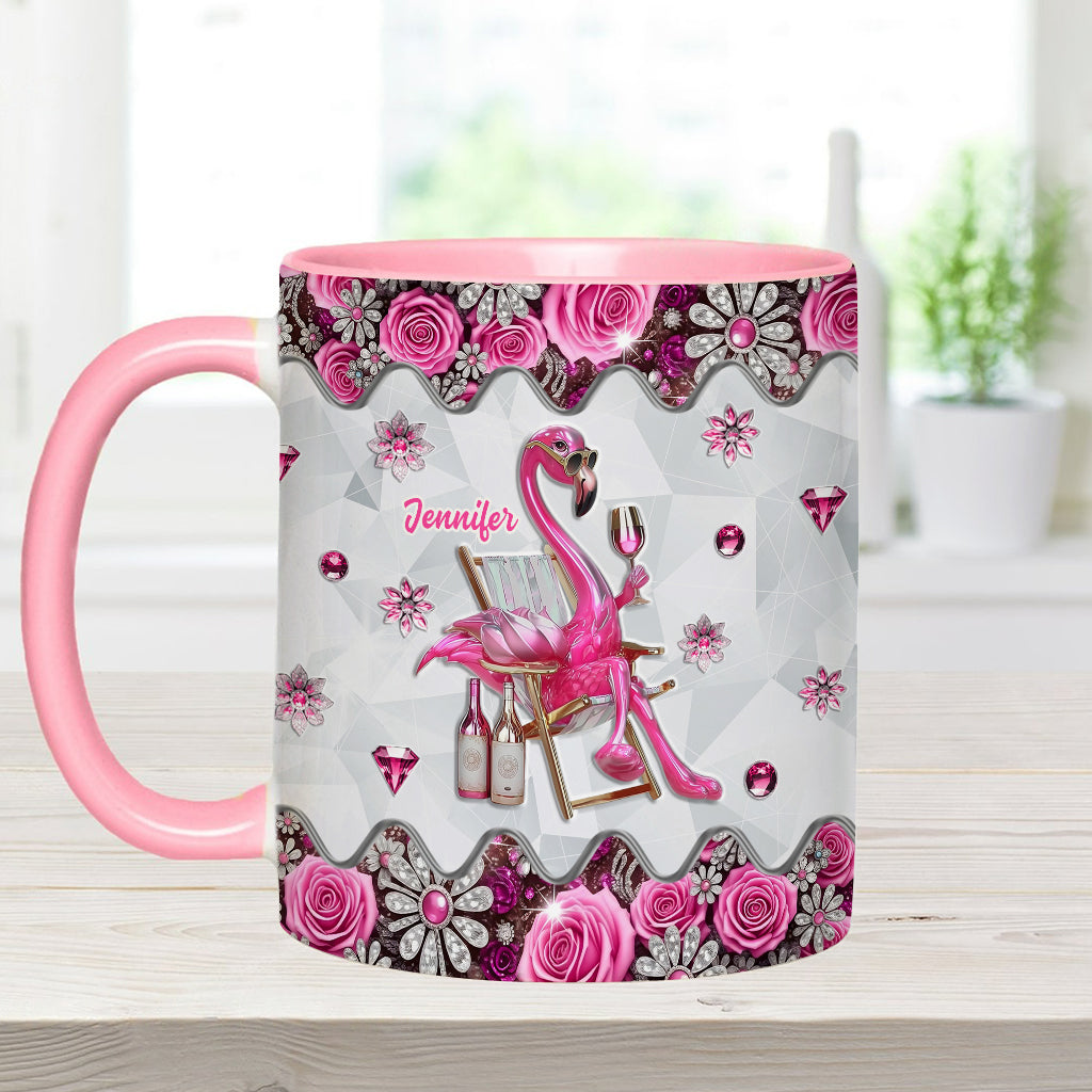 Be a Flamingo In a Flock of Pigeons - Personalized Flamingo Accent Mug