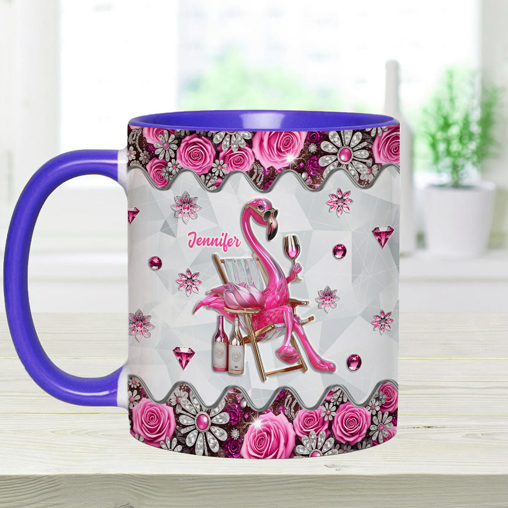 Be a Flamingo In a Flock of Pigeons - Personalized Flamingo Accent Mug