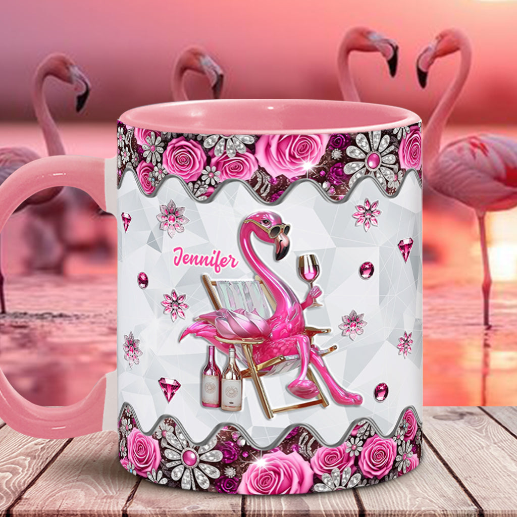Be a Flamingo In a Flock of Pigeons - Personalized Flamingo Accent Mug