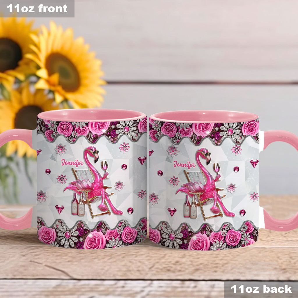 Be a Flamingo In a Flock of Pigeons - Personalized Flamingo Accent Mug