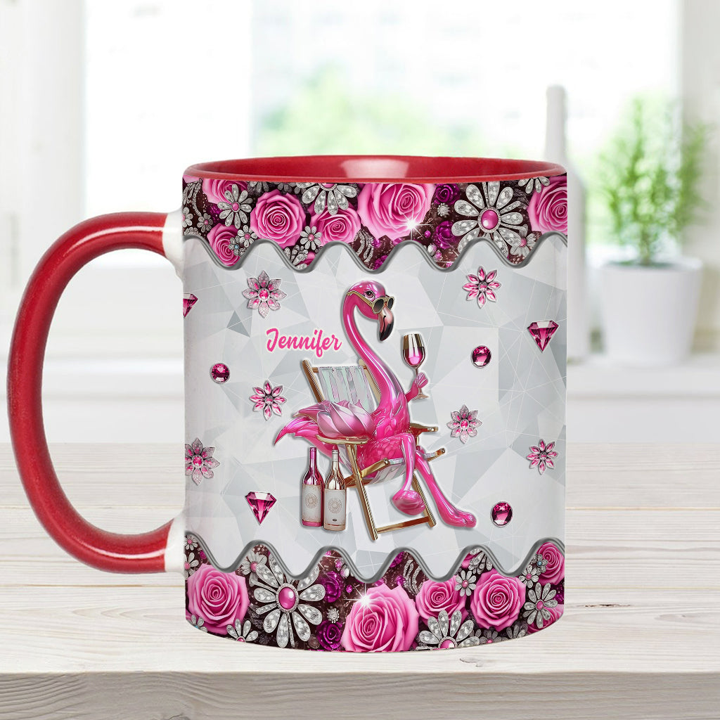 Be a Flamingo In a Flock of Pigeons - Personalized Flamingo Accent Mug