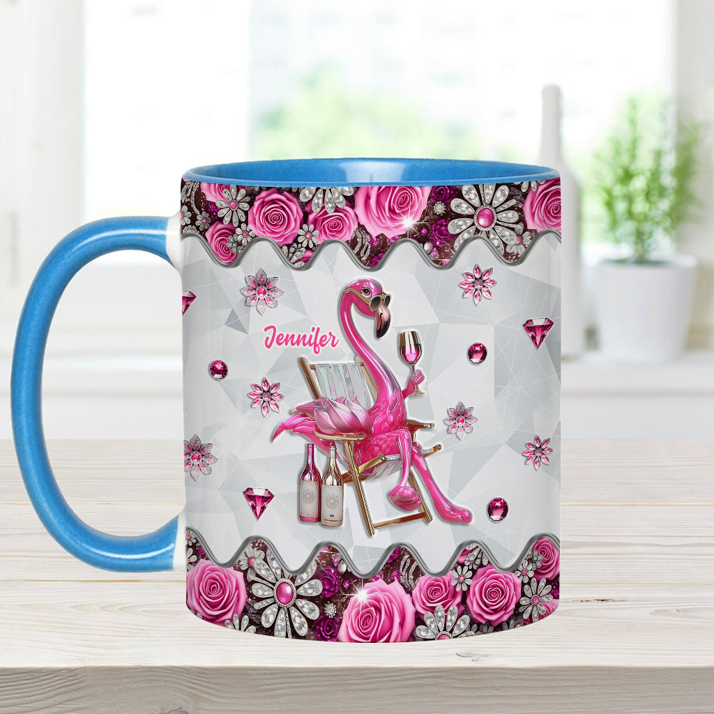 Be a Flamingo In a Flock of Pigeons - Personalized Flamingo Accent Mug
