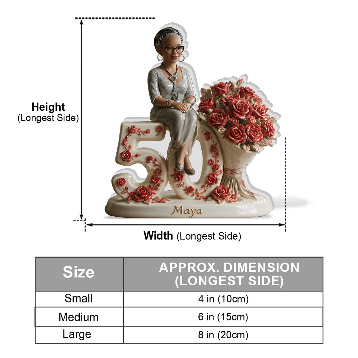 Gift For Her - Custom Flower Bouquet And Number - Personalized Birthday 3D Plaque