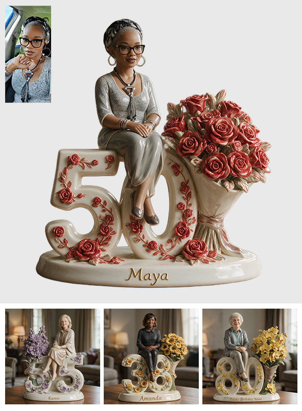 Gift For Her - Custom Flower Bouquet And Number - Personalized Birthday 3D Plaque