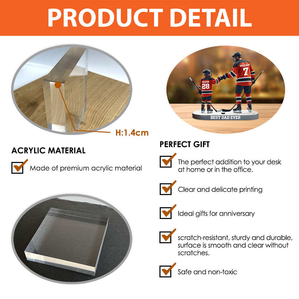 Meilleur papa du monde - Plaque acrylique personnalisée « Papa » en forme de papa