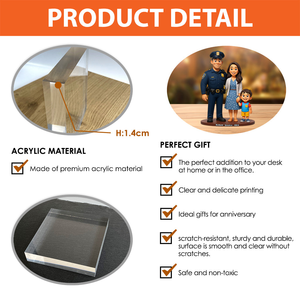 Servir et protéger - Plaque acrylique personnalisée pour policier