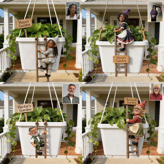 Gnome Grimpant Amusant - Pot de Jardin Suspendu Personnalisé