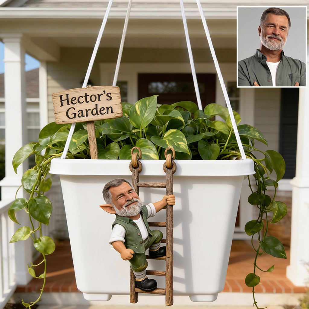 Gnome Grimpant Amusant - Pot de Jardin Suspendu Personnalisé