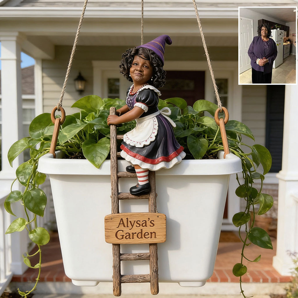 Gnome Grimpant Amusant - Pot de Jardin Suspendu Personnalisé