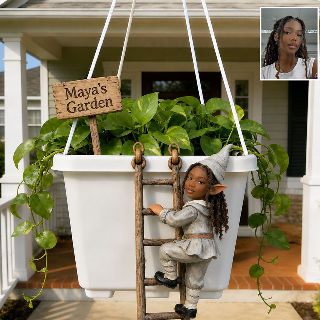 Gnome Grimpant Amusant - Pot de Jardin Suspendu Personnalisé