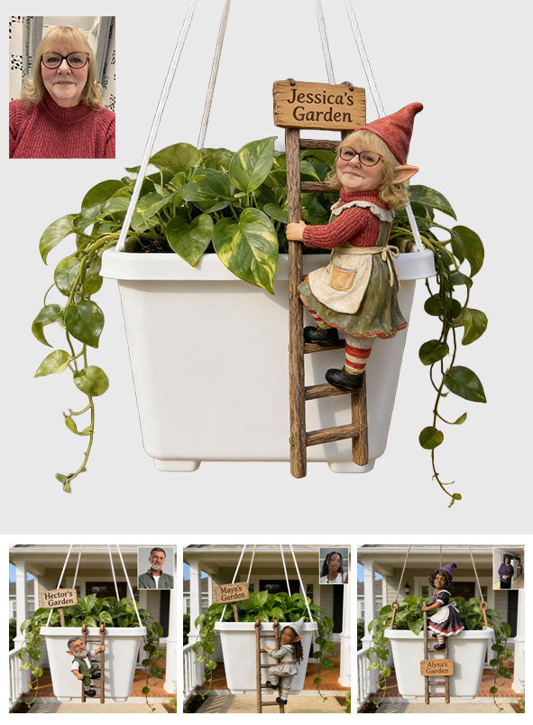 Gnome Grimpant Amusant - Pot de Jardin Suspendu Personnalisé