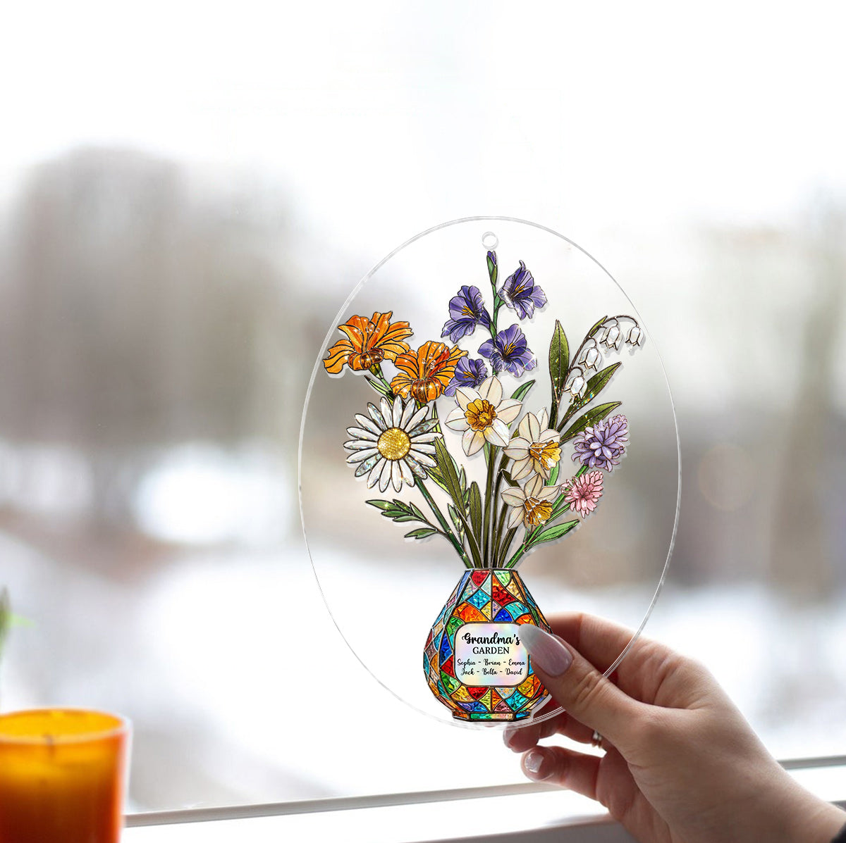 Grandma's Mom's Garden - Personalized Grandma Window Hanging Suncatcher Ornament