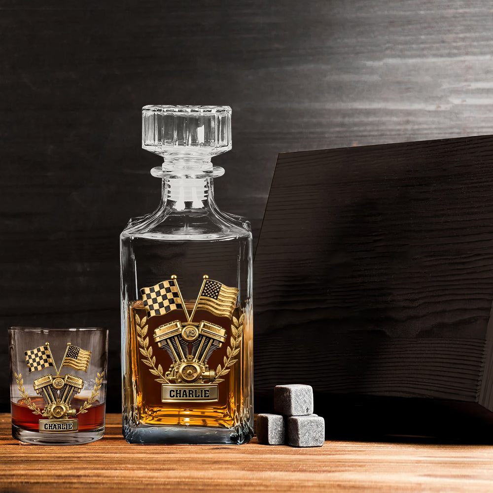 Powerful V8 Engine Car Lover Whiskey Decanter Set