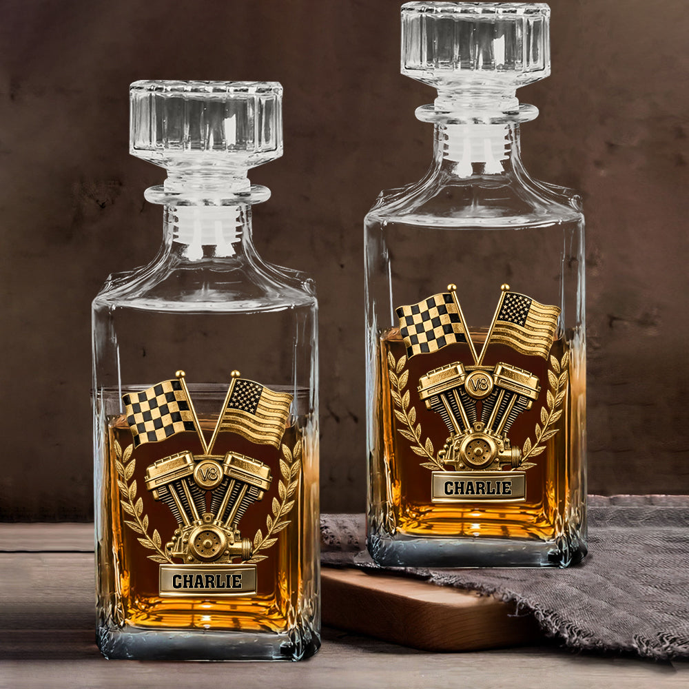 Powerful V8 Engine Car Lover Whiskey Decanter Set