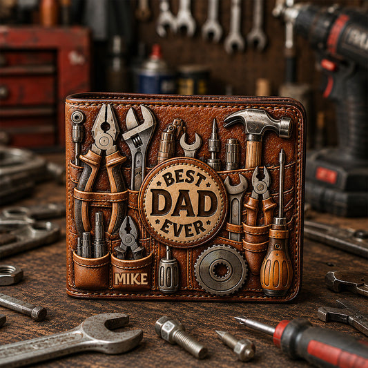 Custom Title Best Gift For Dad/Grandpa - Personalized Father Leather Wallet