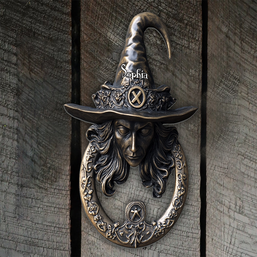 Magie noire - Panneau en métal personnalisé découpé comme une sorcière